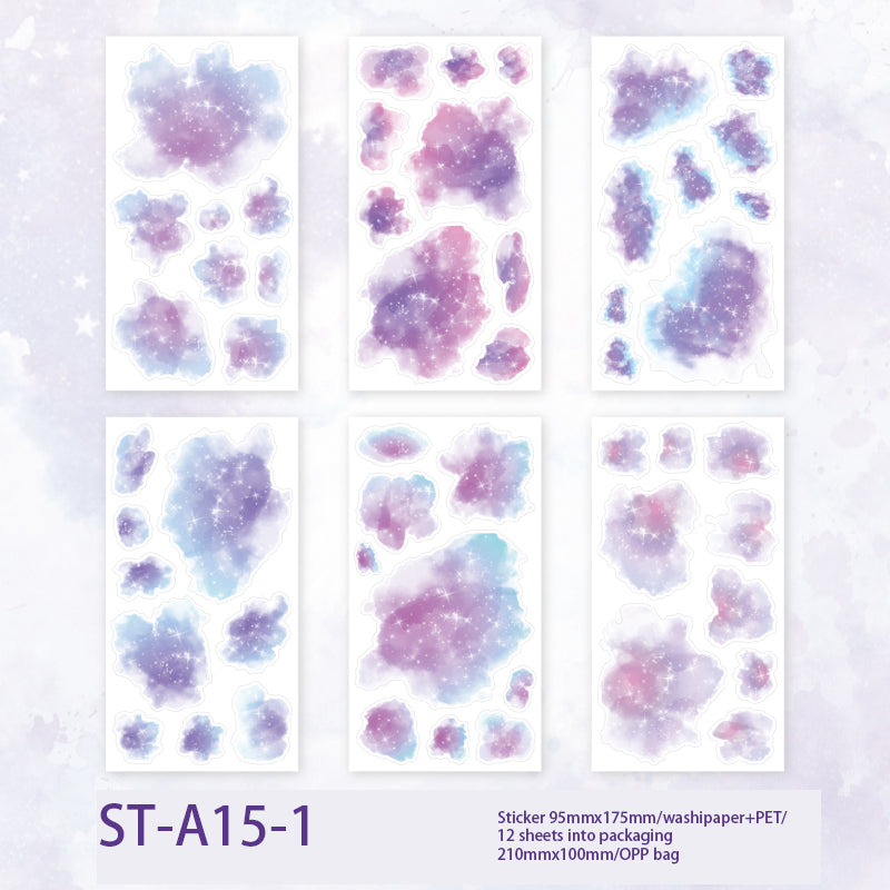 Dream Watercolor PET + Washi Stickers 12 PCS
