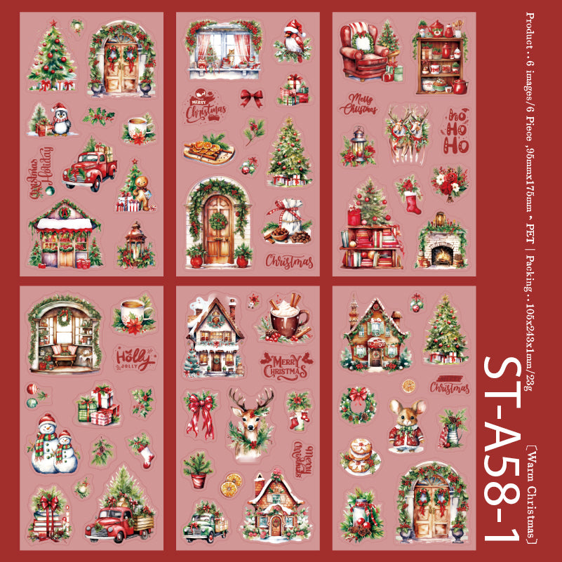Christmas Forest Stickers 6 BIG PCS