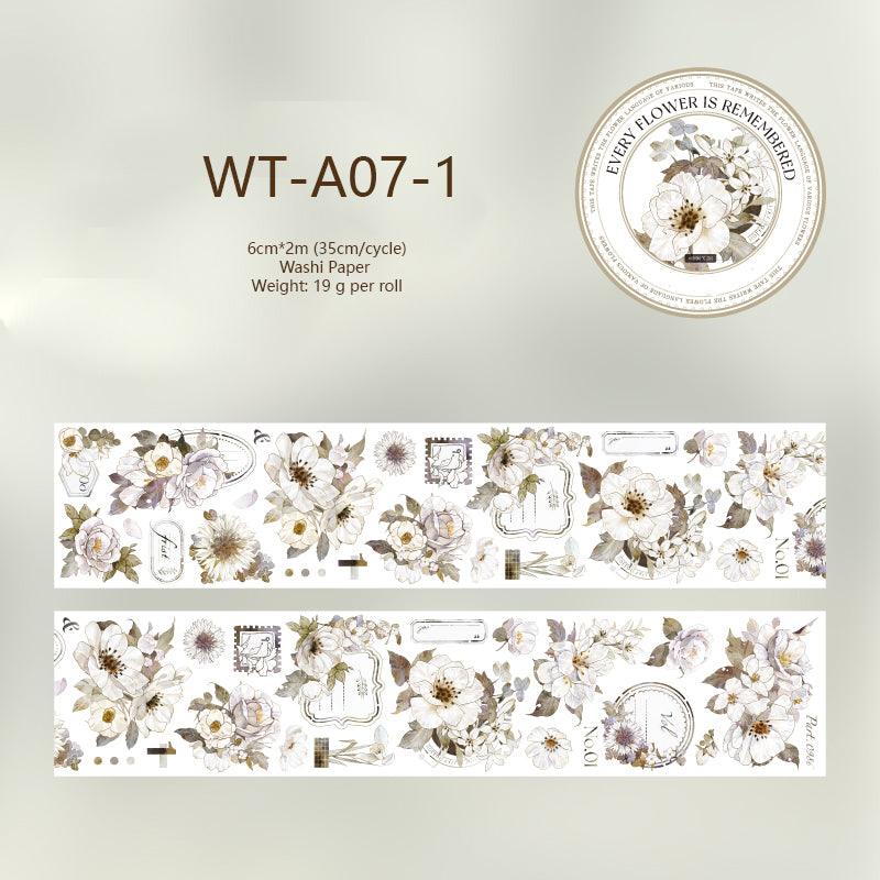 Whole Roll 6cm*2m Flower Whisper Special Oil Washi Tape