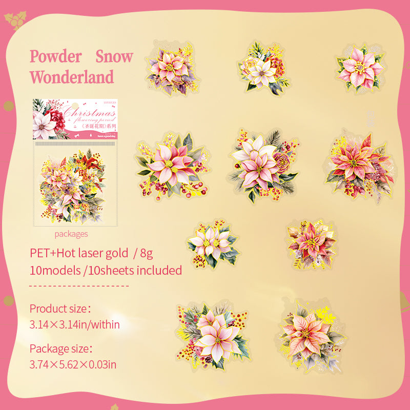 Christmas Flower Gilding Stickers 10 PCS
