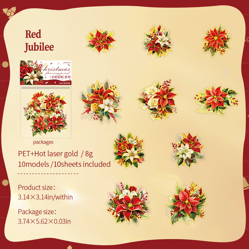 Christmas Flower Gilding Stickers 10 PCS