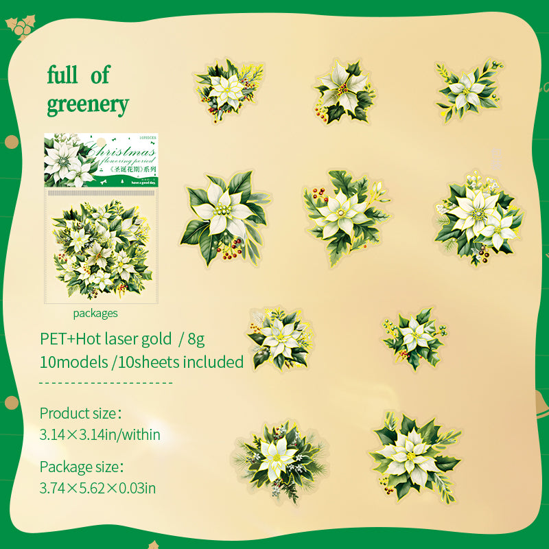 Christmas Flower Gilding Stickers 10 PCS