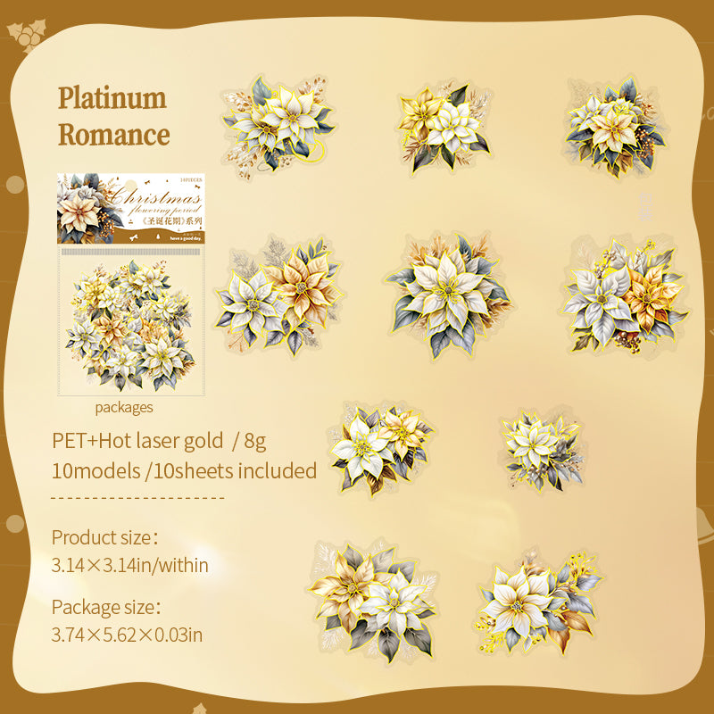 Christmas Flower Gilding Stickers 10 PCS