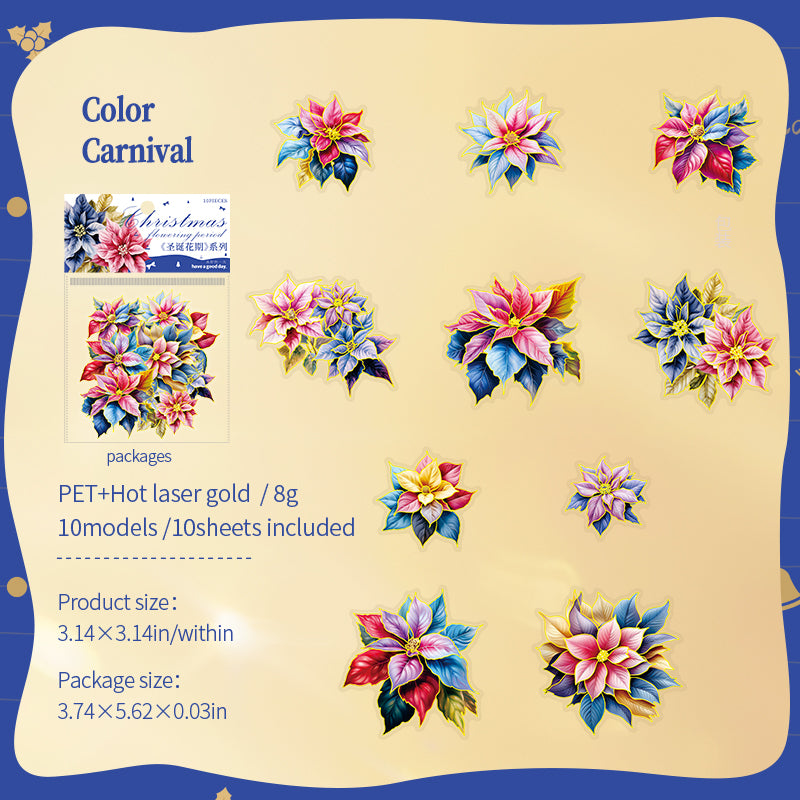 Christmas Flower Gilding Stickers 10 PCS