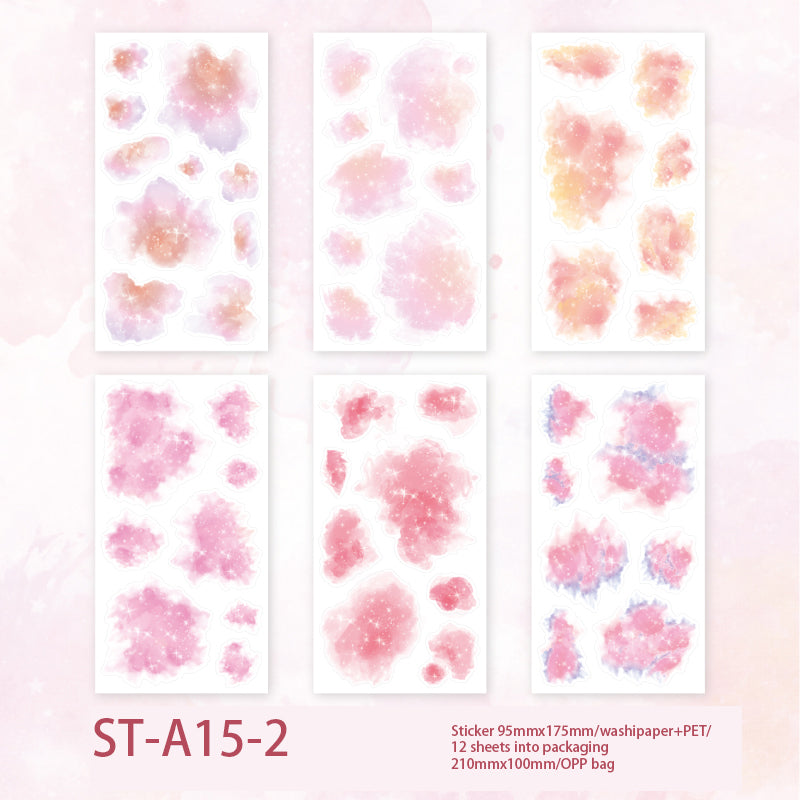 Dream Watercolor PET + Washi Stickers 12 PCS