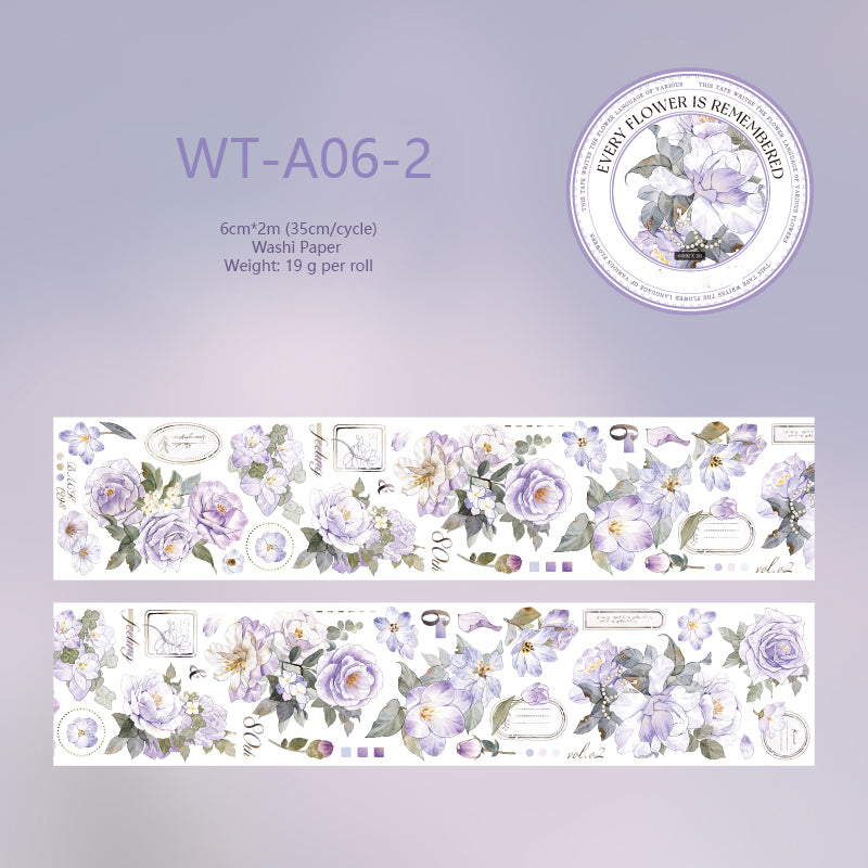 Whole Roll 6cm*2m Flower Whisper Special Oil Washi Tape