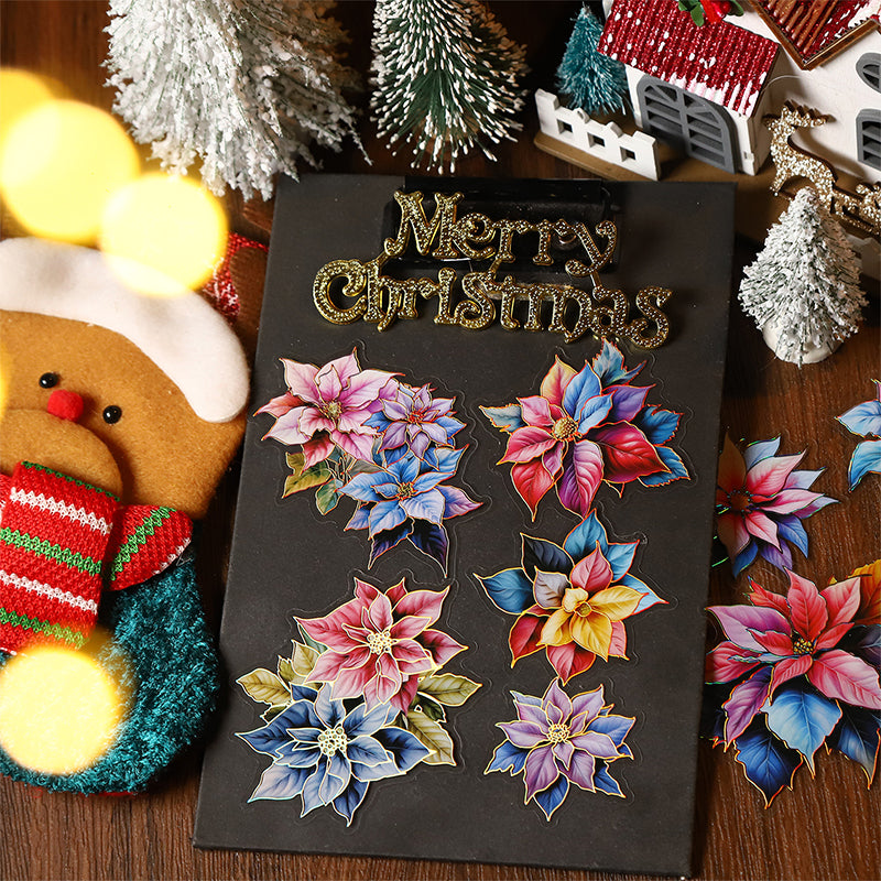 Christmas Flower Gilding Stickers 10 PCS