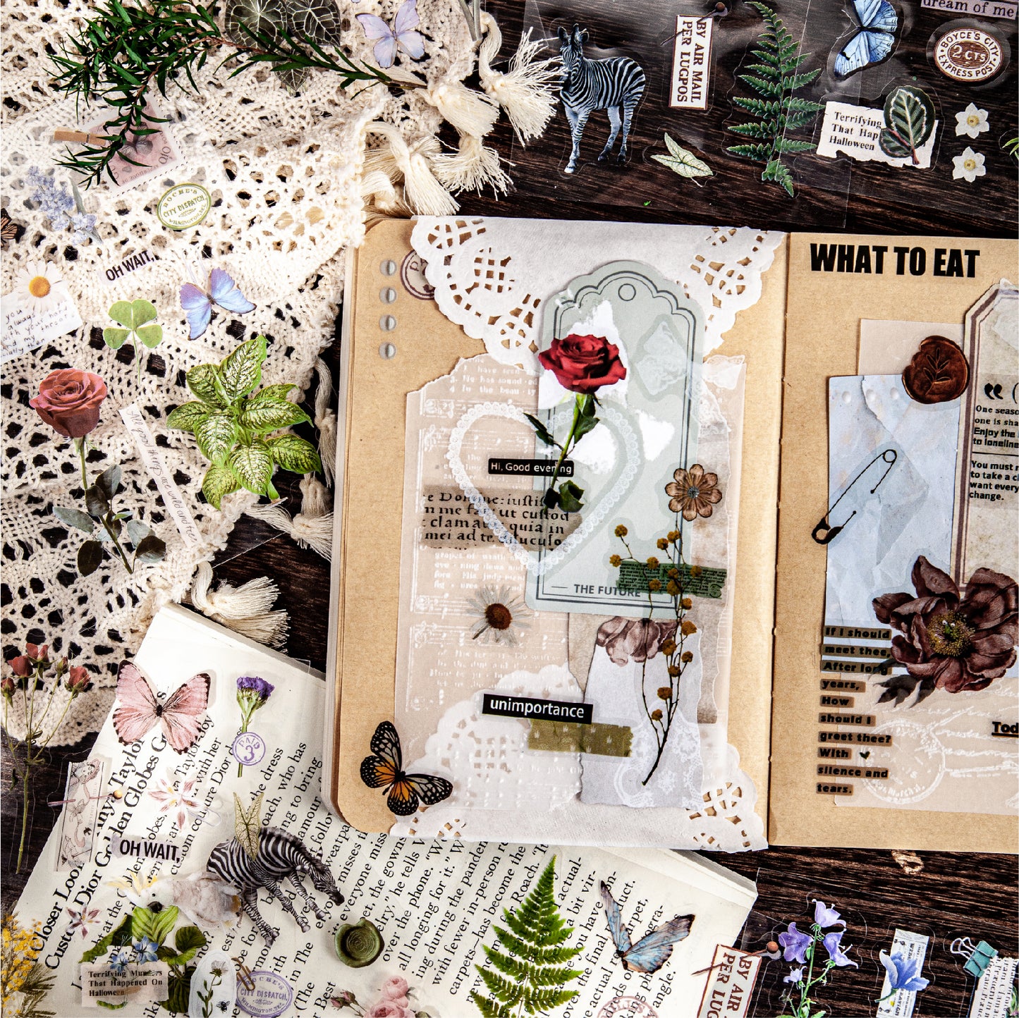 Vintage / Moon / Garden /Rome PET stickers 20 PCS