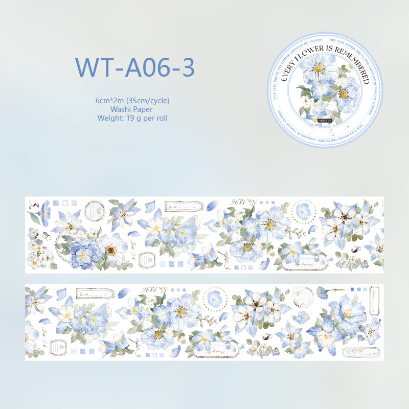 Whole Roll 6cm*2m Flower Whisper Special Oil Washi Tape