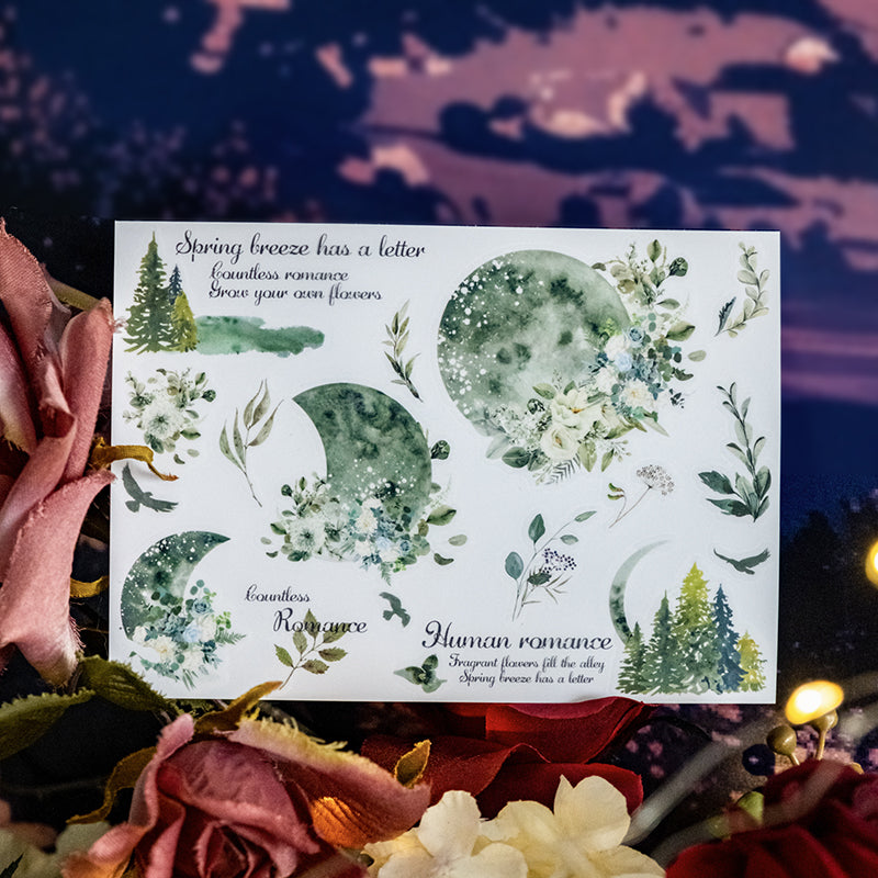 Moon & Flower Transferable stickers 2PCS