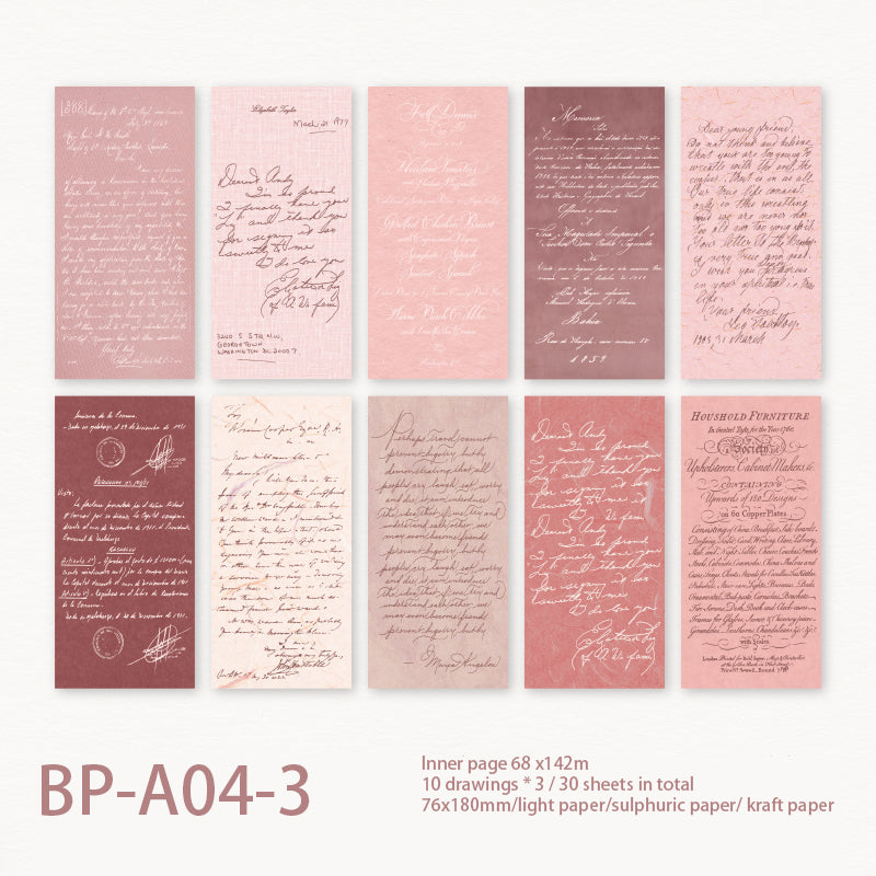 English Letter Pattern Sulfuric Acid Paper 30 PCS