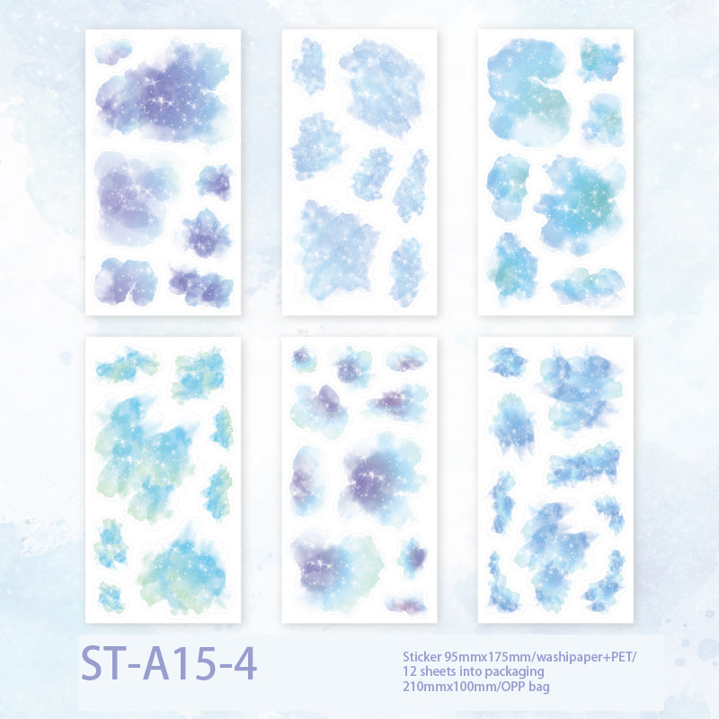 Dream Watercolor PET + Washi Stickers 12 PCS