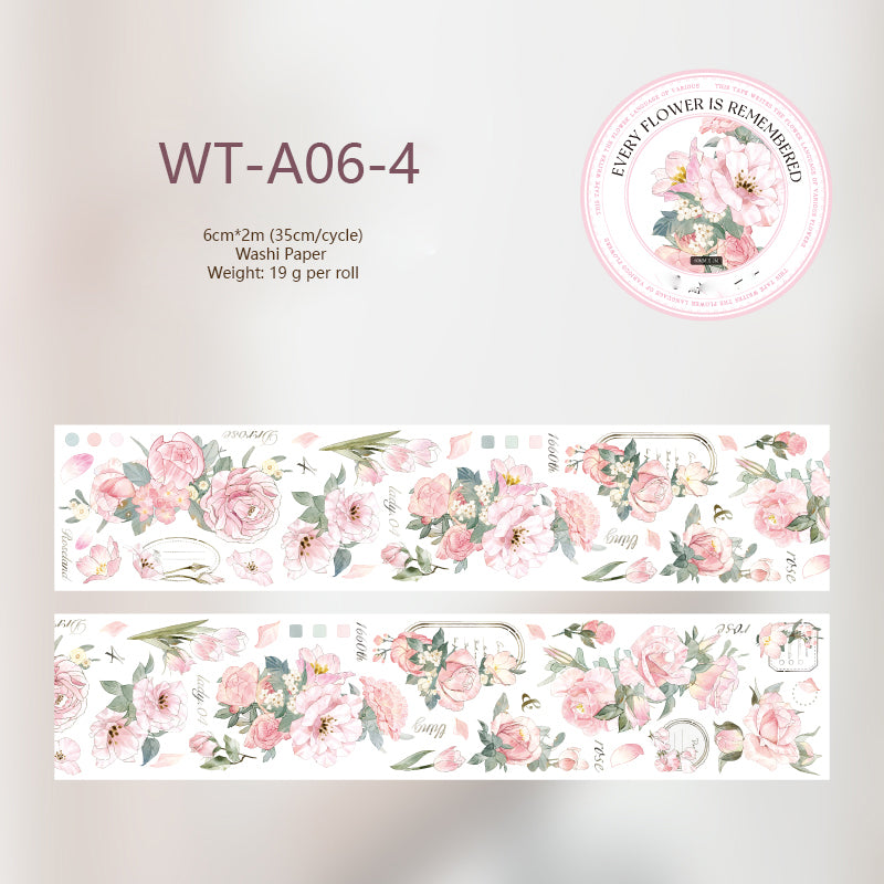 Whole Roll 6cm*2m Flower Whisper Special Oil Washi Tape