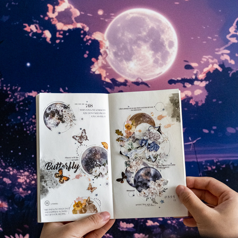 Moon & Flower Transferable stickers 2PCS