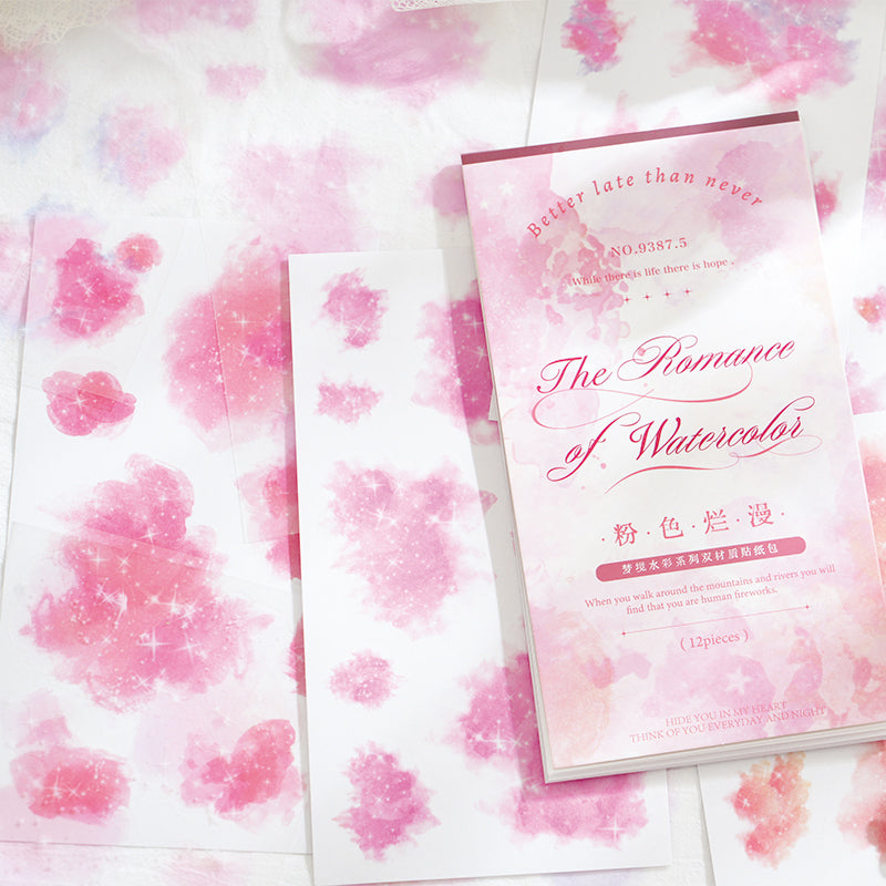 Dream Watercolor PET + Washi Stickers 12 PCS