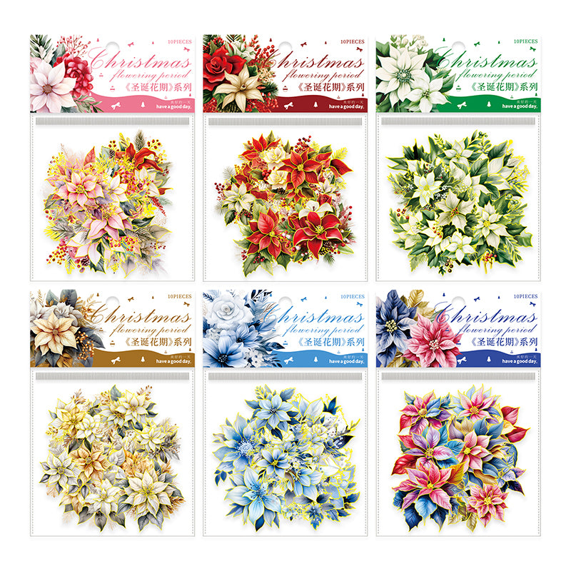 Christmas Flower Gilding Stickers 10 PCS