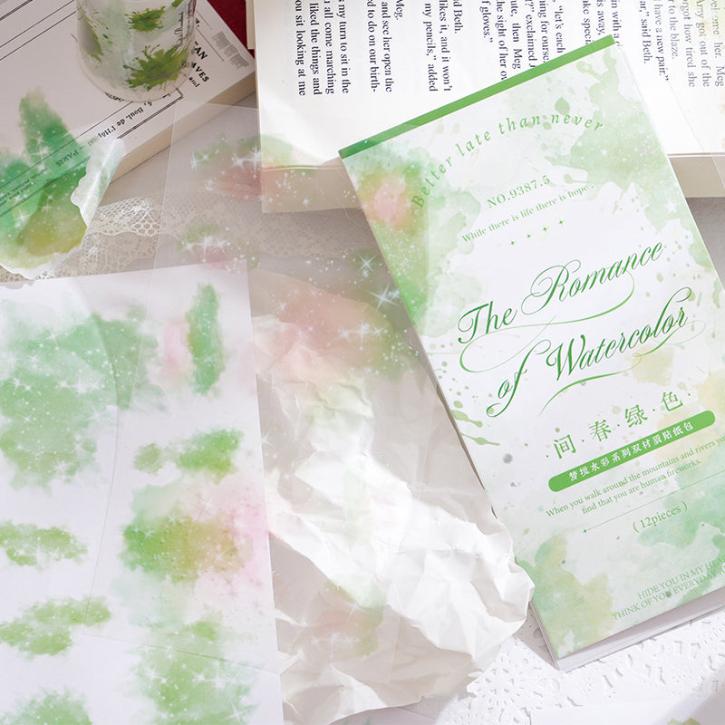 Dream Watercolor PET + Washi Stickers 12 PCS