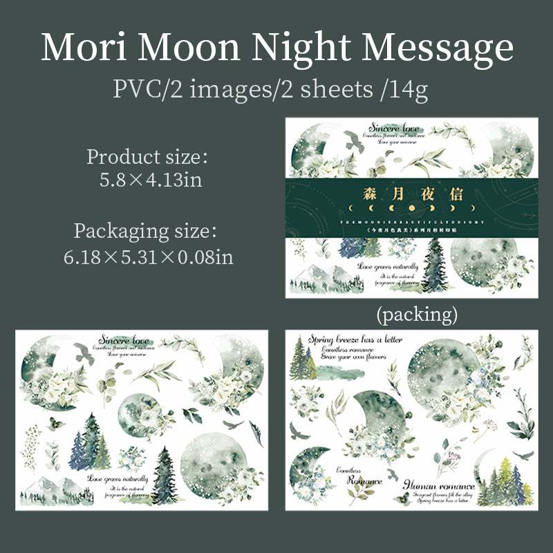 Moon & Flower Transferable stickers 2PCS