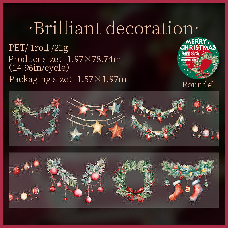 Whole Roll 5cm*2m Xmas I Pre-Cut PET tape