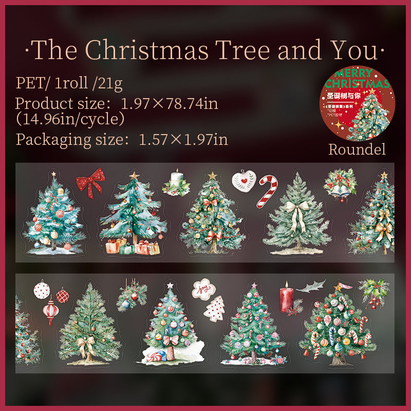 Whole Roll 5cm*2m Xmas I Pre-Cut PET tape
