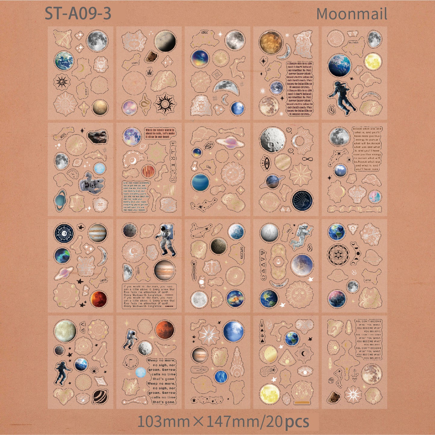 Vintage / Moon / Garden /Rome PET stickers 20 PCS