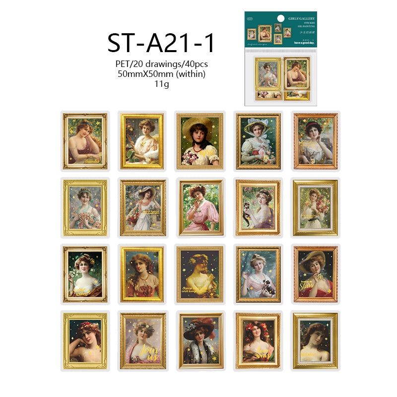 Mini Oil-painting Lady PET stickers 40PCS