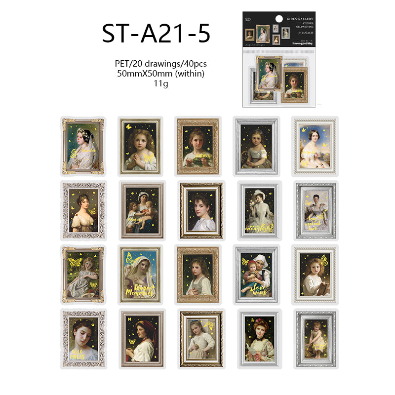 Mini Oil-painting Lady PET stickers 40PCS