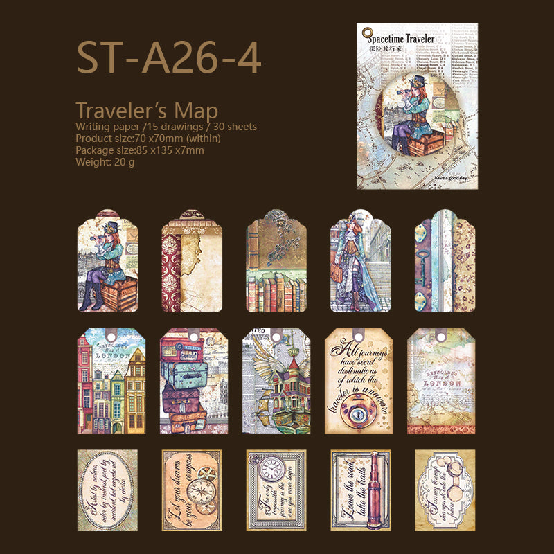 Time Traveller Vintage Label Stickers 30 PCS