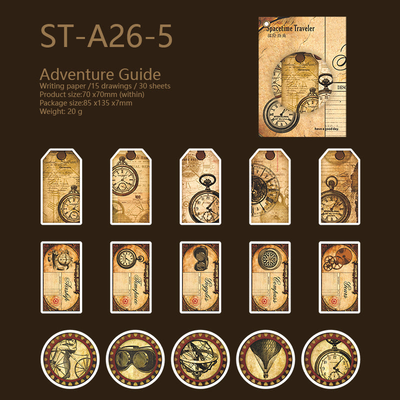 Time Traveller Vintage Label Stickers 30 PCS