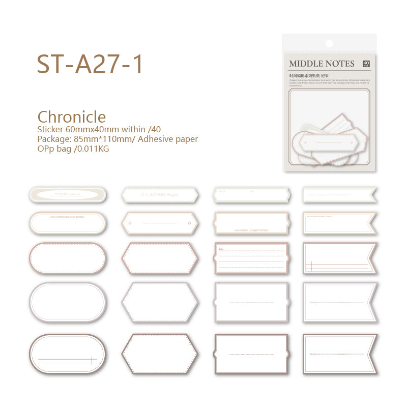 Time Editor Modern Lable Stickers 40 PCS