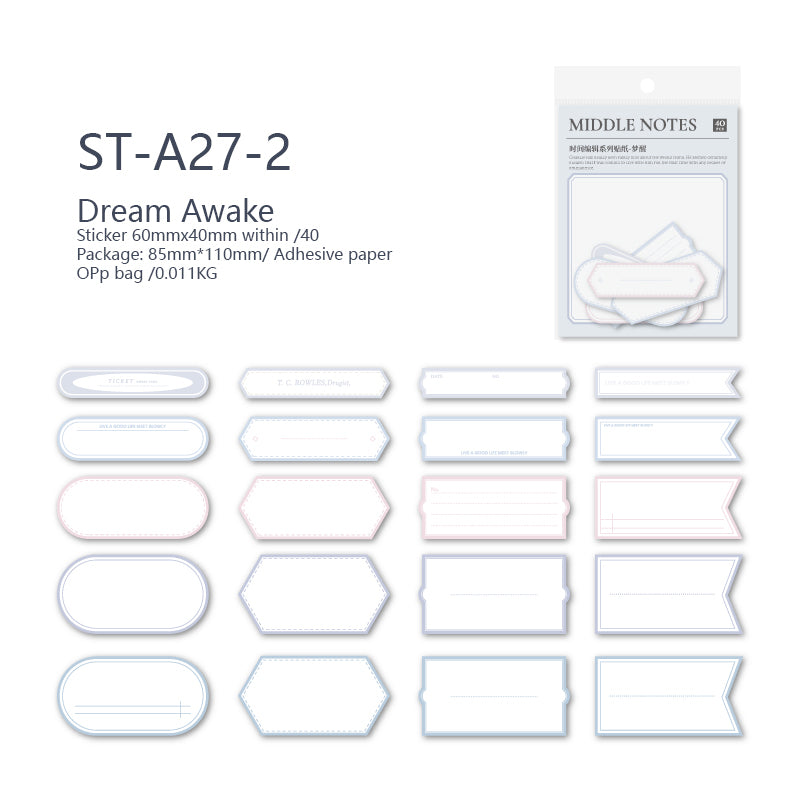 Time Editor Modern Lable Stickers 40 PCS