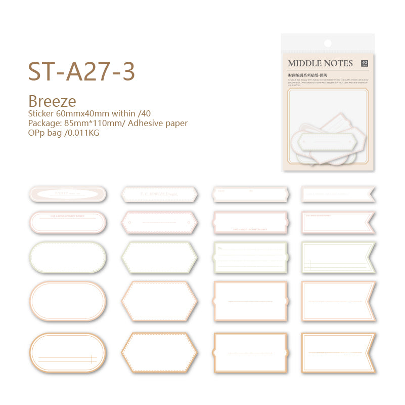 Time Editor Modern Lable Stickers 40 PCS