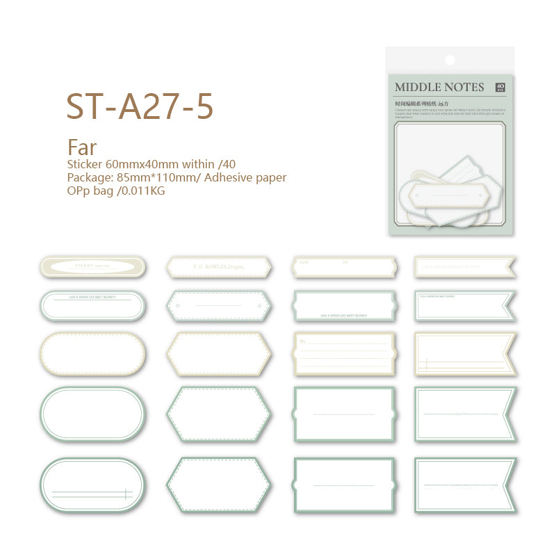 Time Editor Modern Lable Stickers 40 PCS