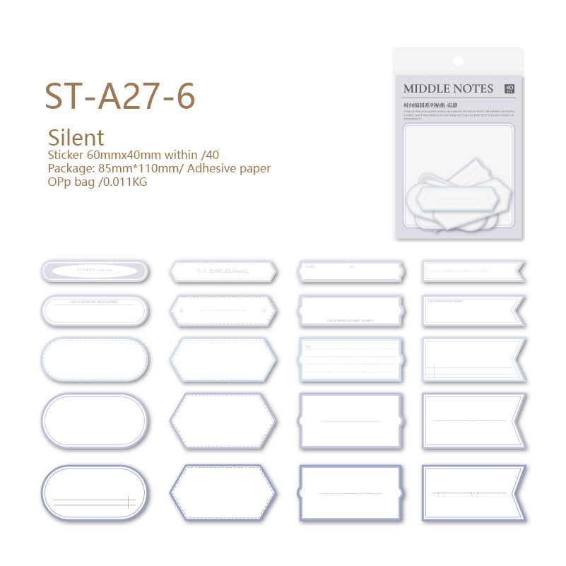 Time Editor Modern Lable Stickers 40 PCS