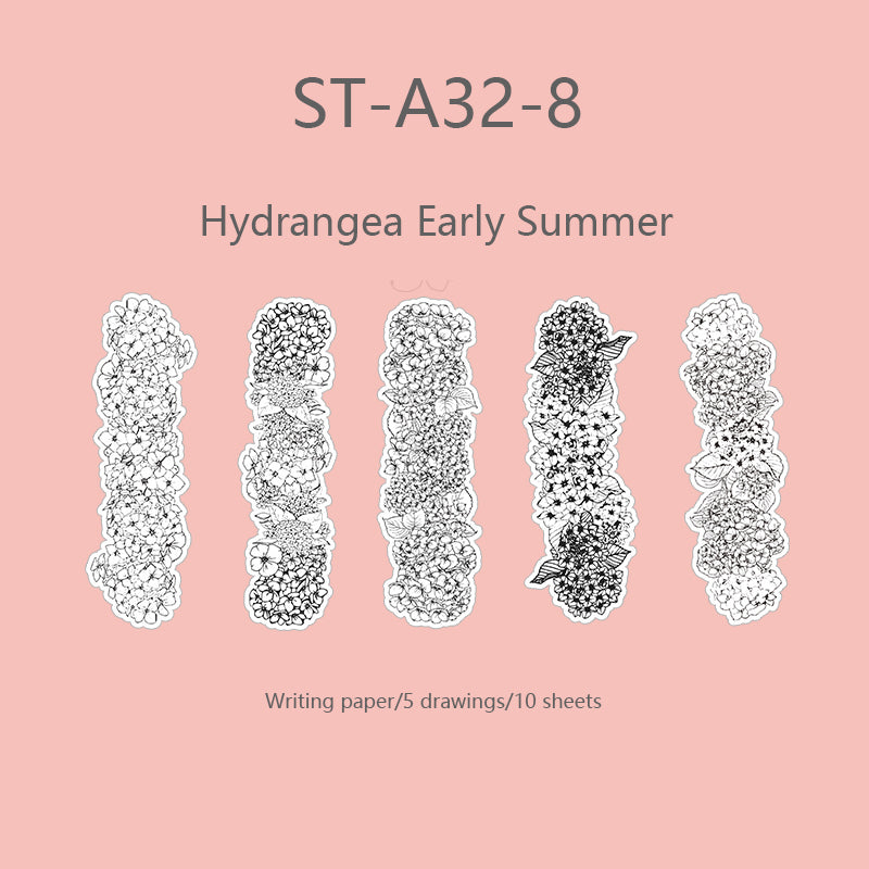 Long black & white flower stickers 10 PCS