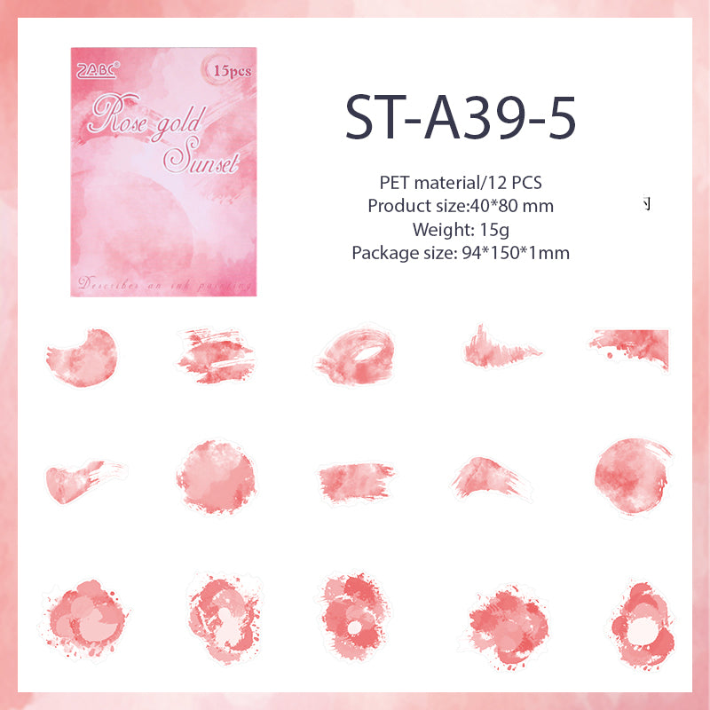 Watercolor Dreamland PET stickers 15 PCS