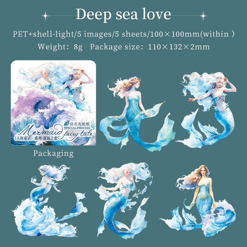 Sea Myth Mermaid Shell light stickers 5 PCs