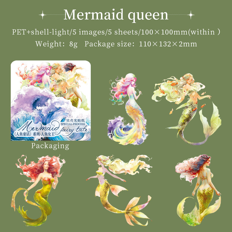 Sea Myth Mermaid Shell light stickers 5 PCs