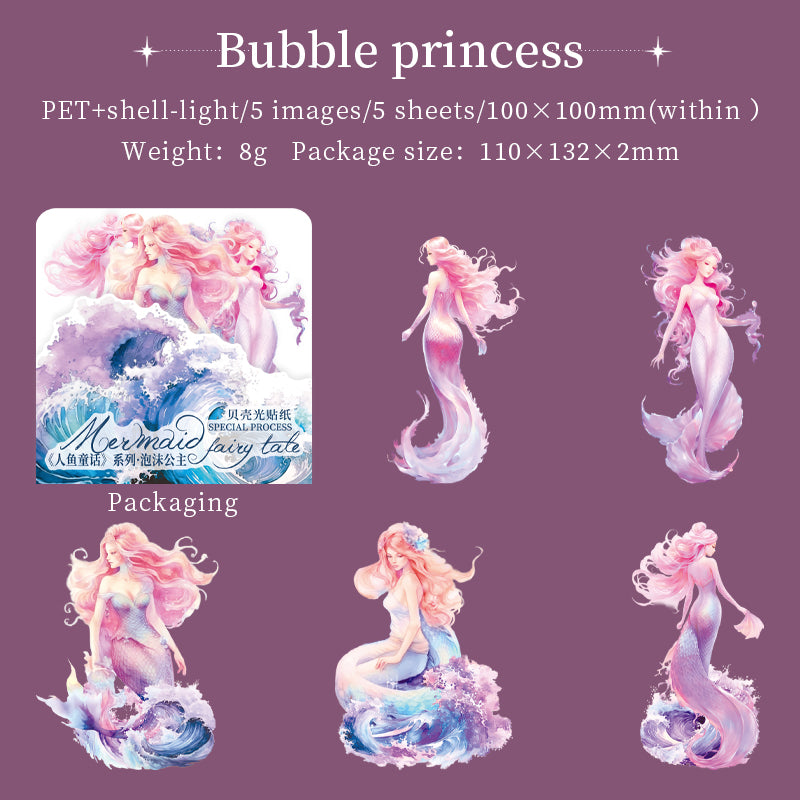 Sea Myth Mermaid Shell light stickers 5 PCs