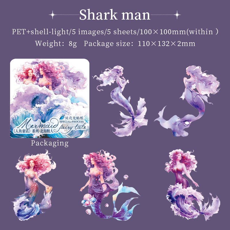 Sea Myth Mermaid Shell light stickers 5 PCs