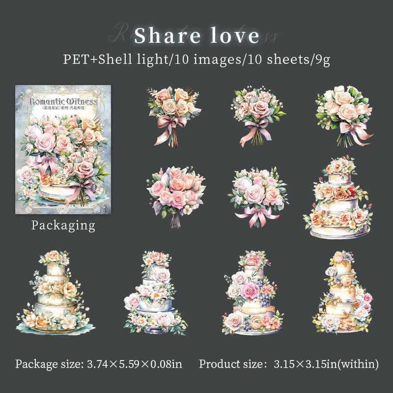 Romantic Cake Stickers 10 pcs