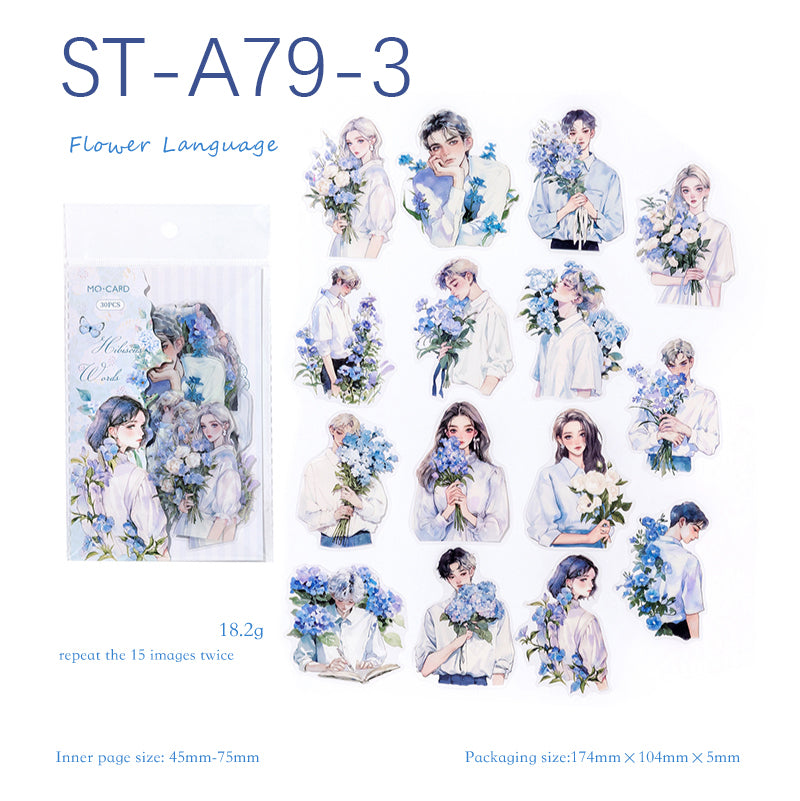 Watercolor Flower Whisper Stickers 30 pcs