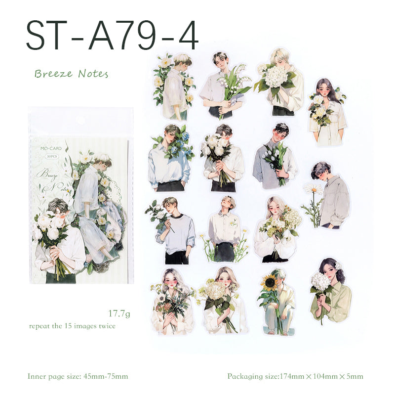Watercolor Flower Whisper Stickers 30 pcs