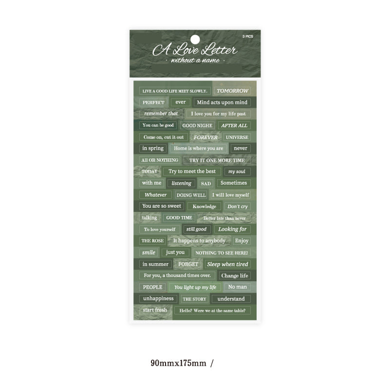 Unnamed poem Series Washi Letter stickers 3PCS