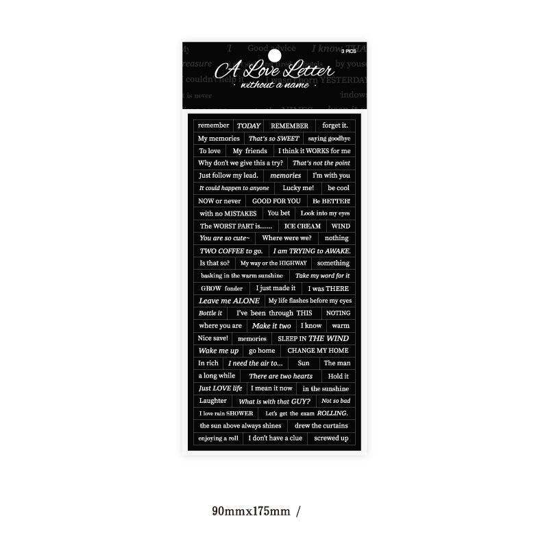 Unnamed poem Series Washi Letter stickers 3PCS