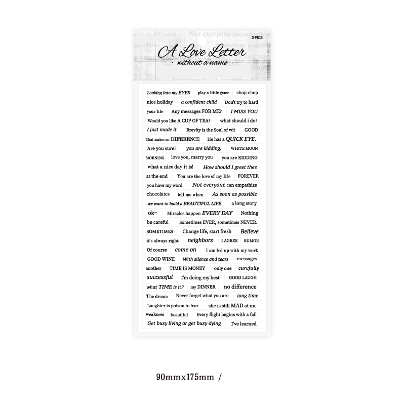 Unnamed poem Series Washi Letter stickers 3PCS