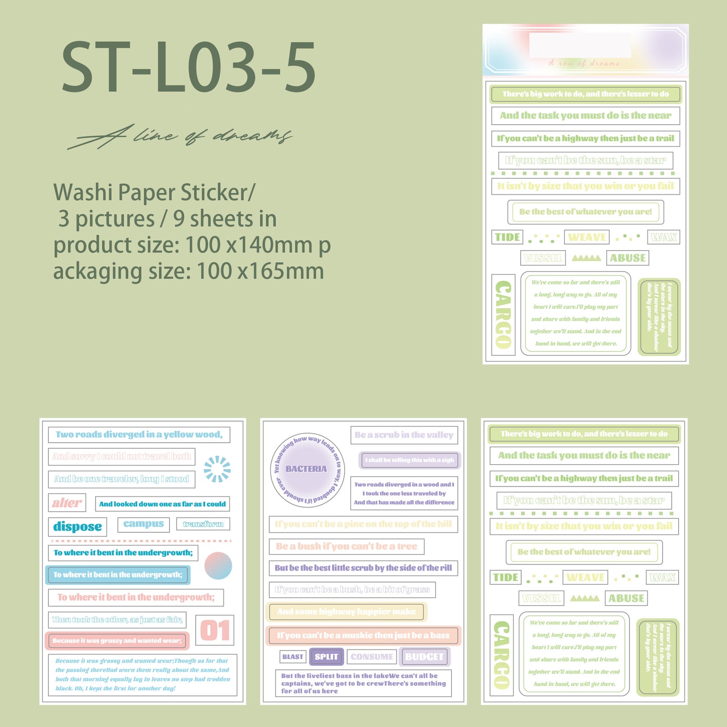 English sentence Washi stickers 9 PCS