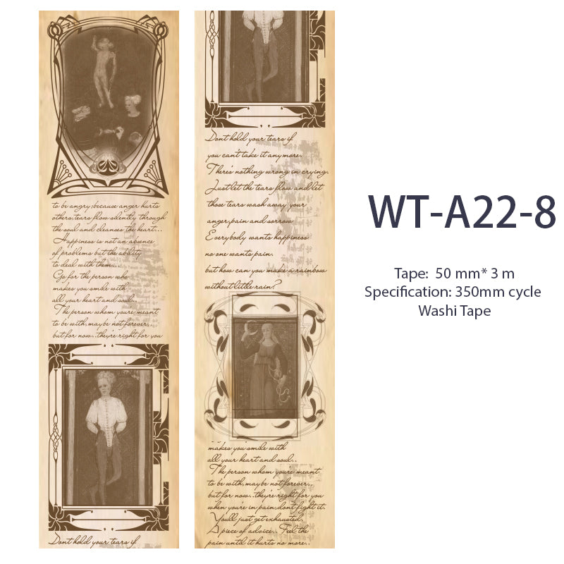 Retro Script Long Washi Tape 5cm*3m