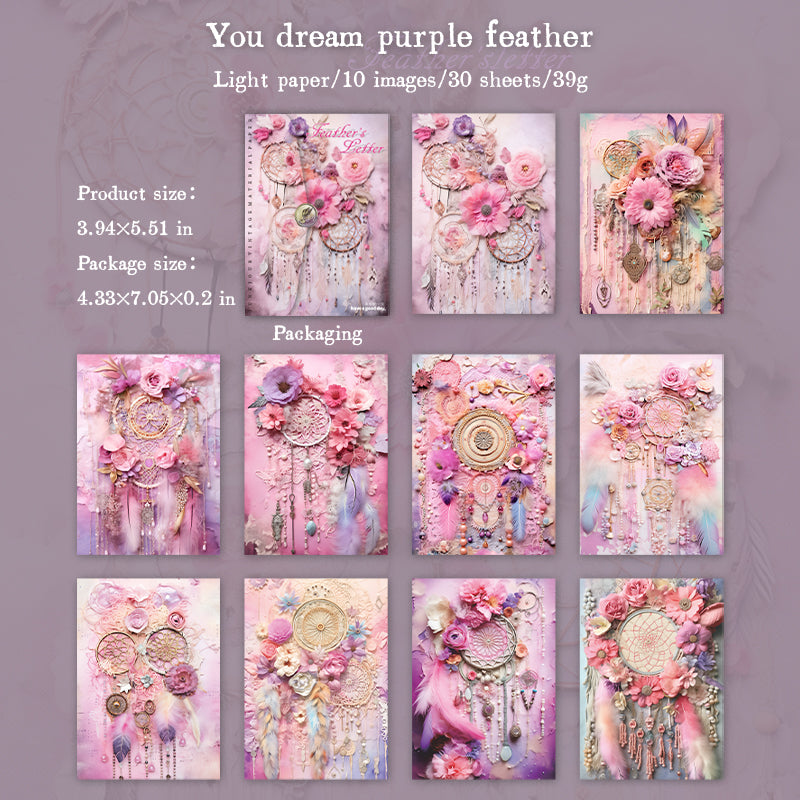 Retro Feather Letter Note Paper 3*10 pcs