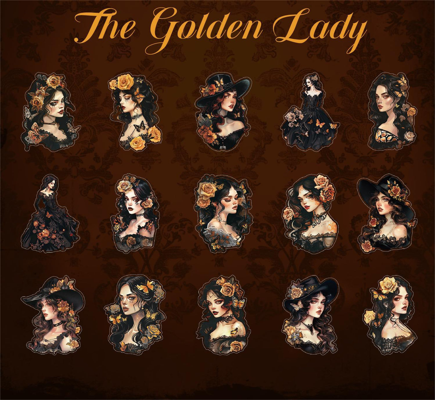 Gothic Damsel PET stickers 30PCS